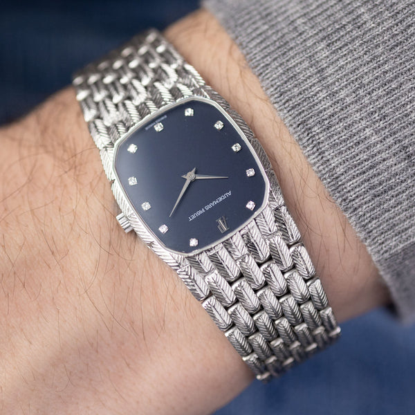 Audemars Piguet White Gold Integrated Leaf Bracelet Blue Dia