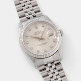 Rolex Datejust 16234 Diamond Hours Silver Dial