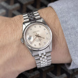 Rolex Datejust 16234 Diamond Hours Silver Dial