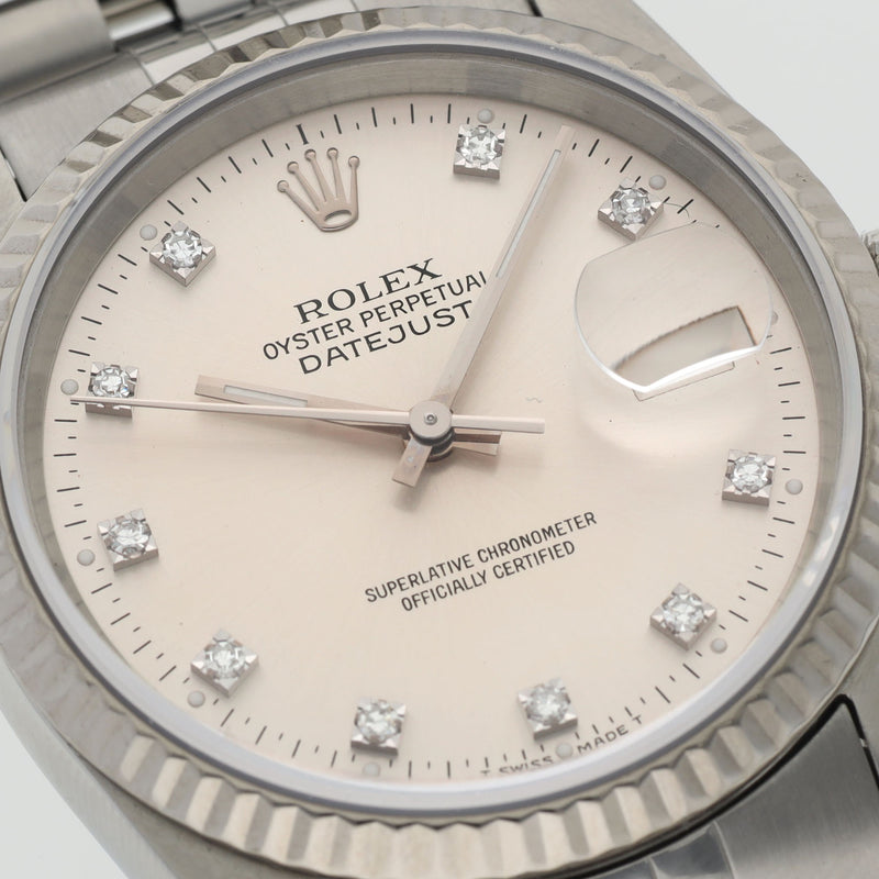 Rolex Datejust 16234 Diamond Hours Silver Dial