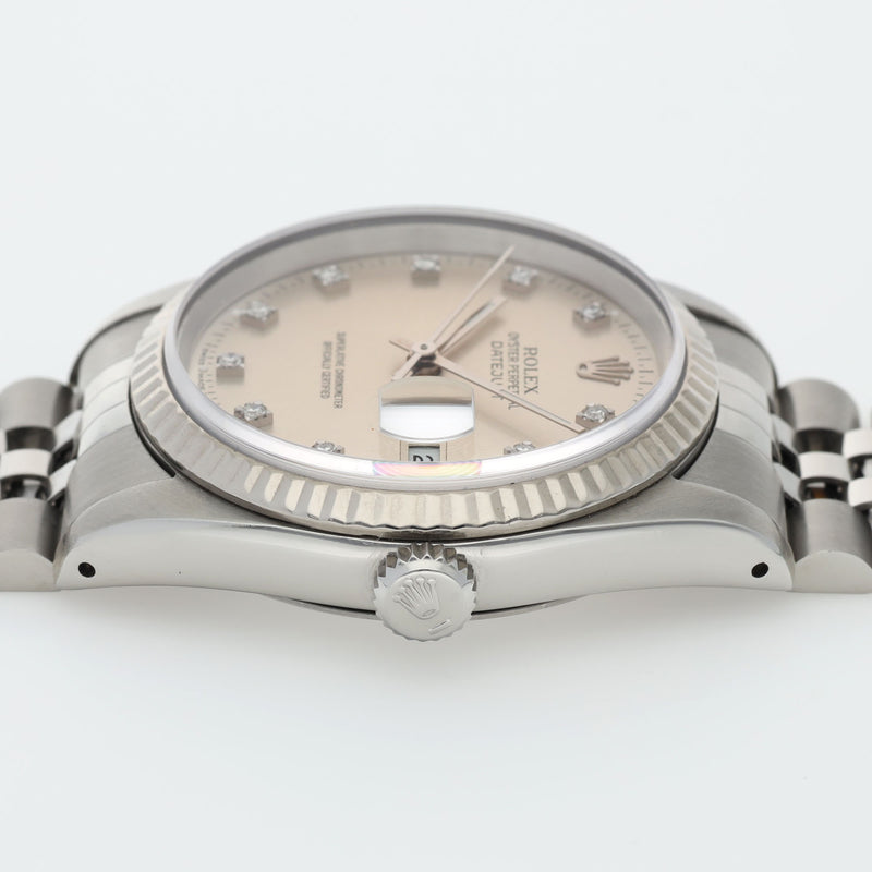 Rolex Datejust 16234 Diamond Hours Silver Dial
