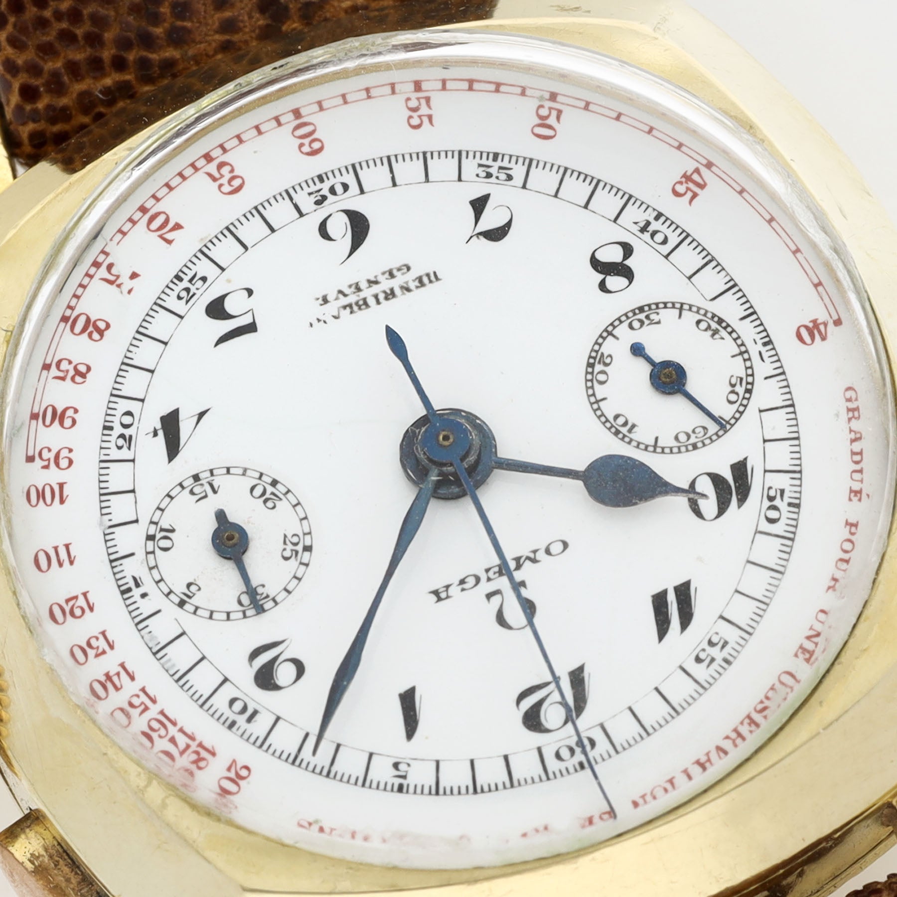 Omega Chronograph CK808 Yellow Gold Double Signed Pulsation Dial