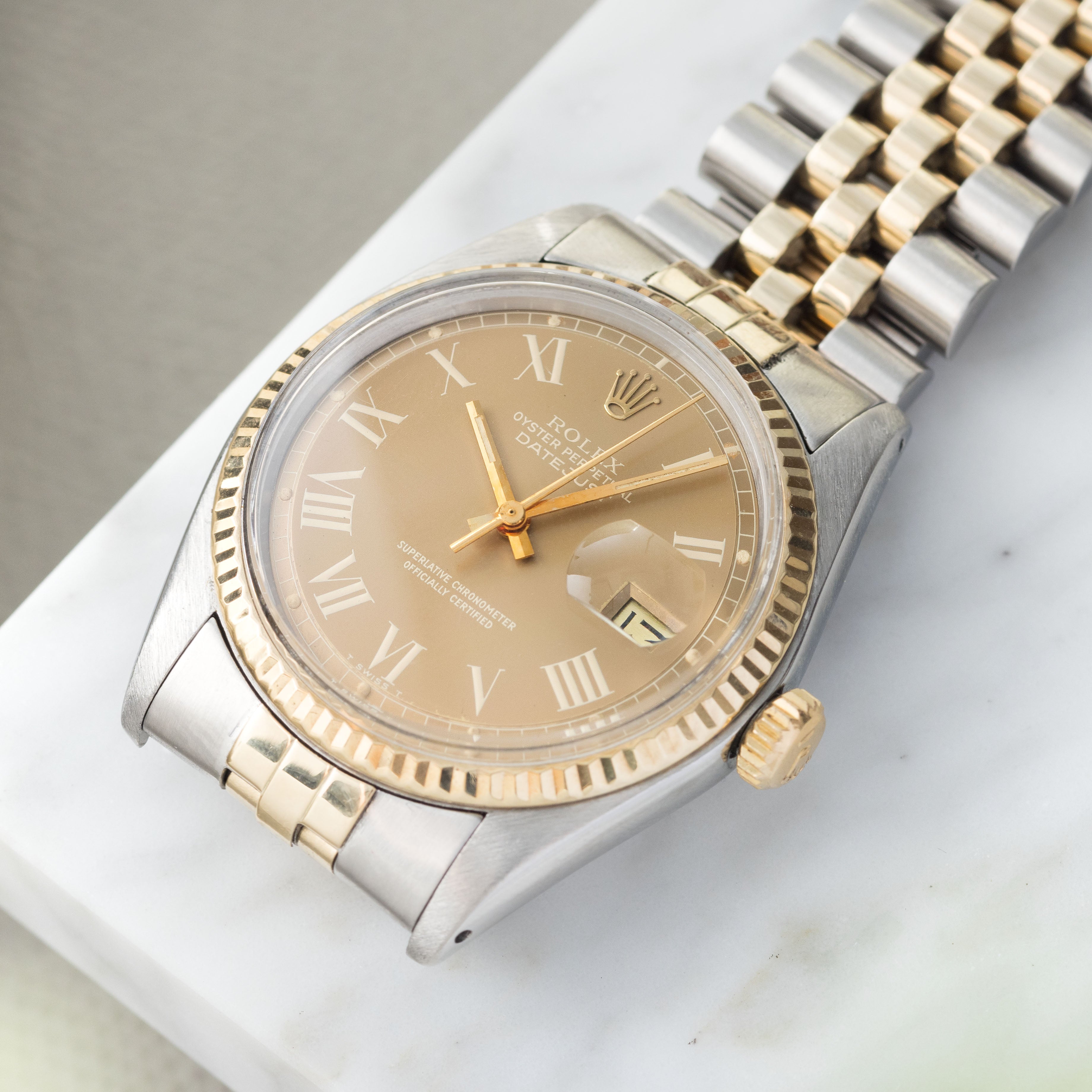 Rolex Datejust 1601 Steel and Gold Brown Buckley Dial