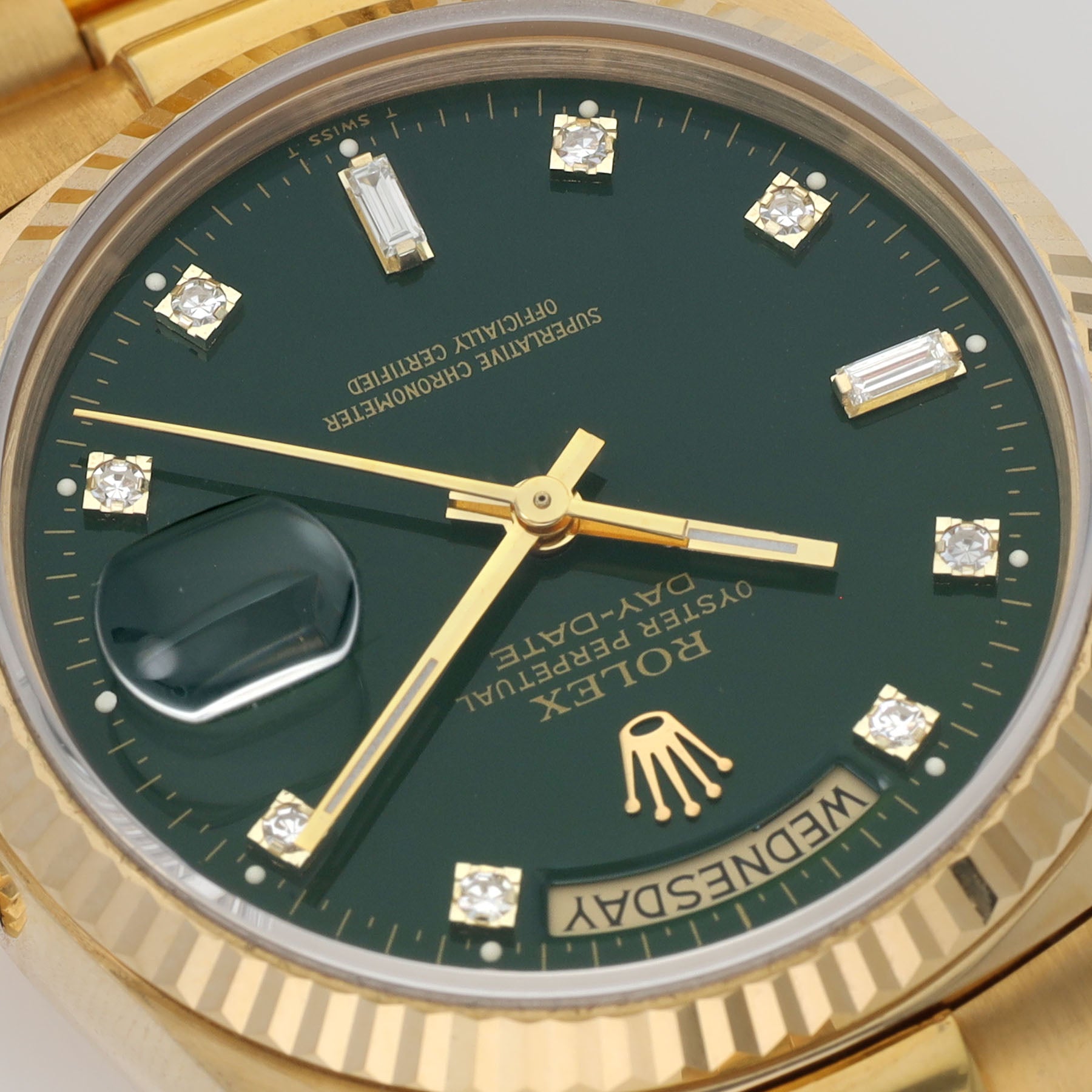 Rolex Day-Date 18038 Green Stella Diamond Dial with Papers