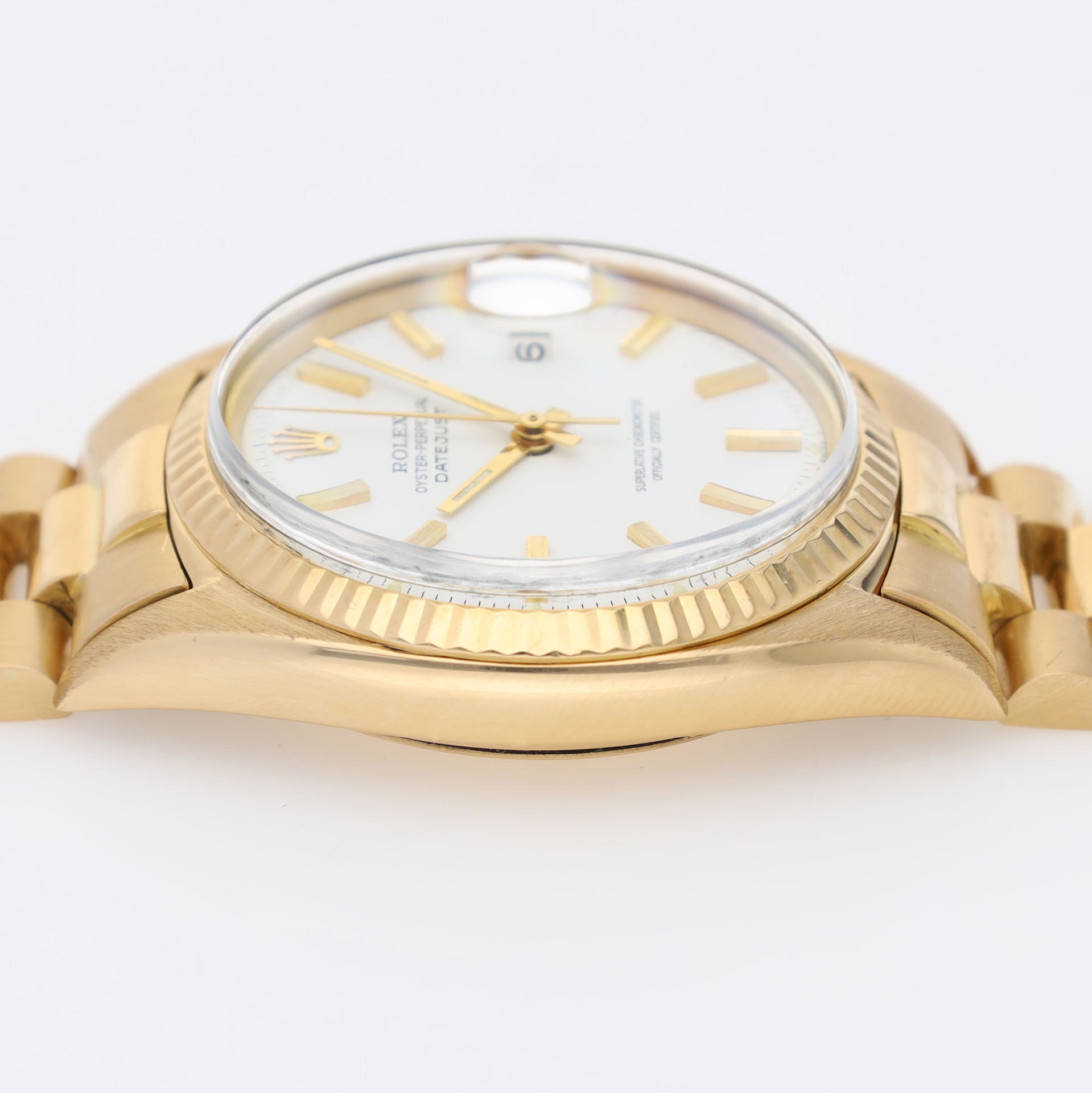 Rolex Datejust 1601 Yellow Gold White Dial President Bracelet