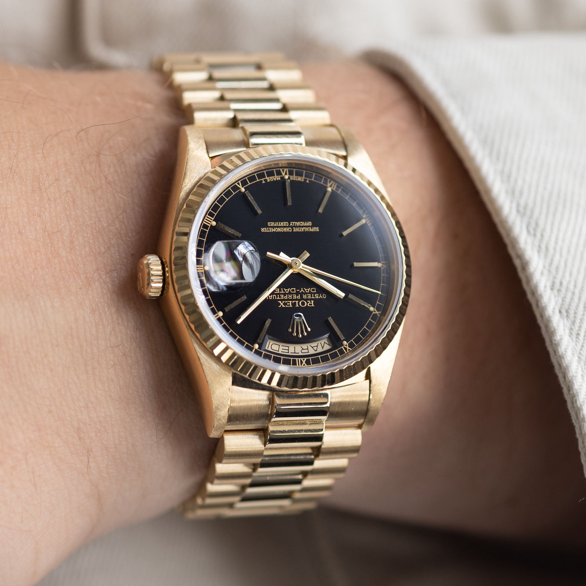 Rolex Day Date 18038 Yellow Gold with Black Dial