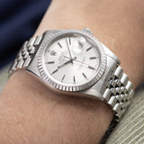 Rolex Datejust 16220 Silver Soleil Dial Box and Papers set