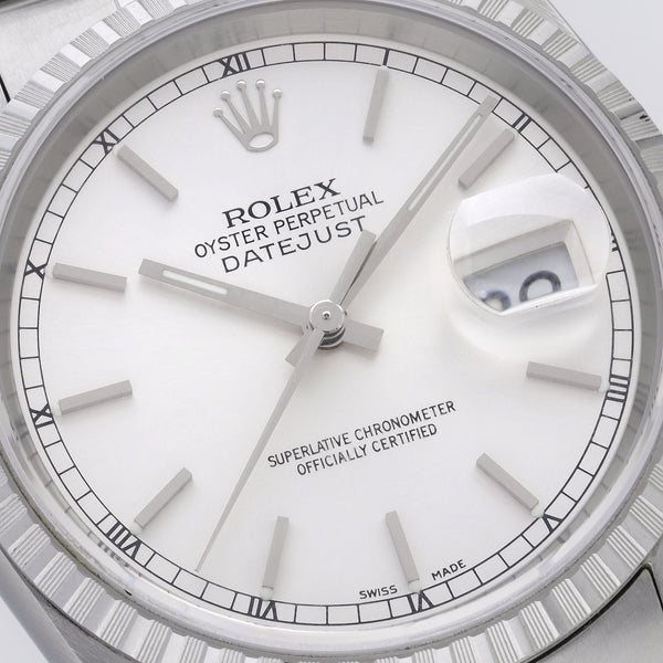 Rolex Datejust 16220 Silver Soleil Dial Box and Papers set