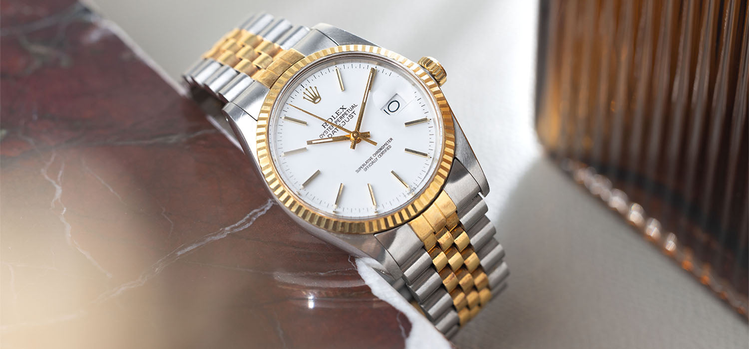 Rolex datejust two hot sale tone white dial