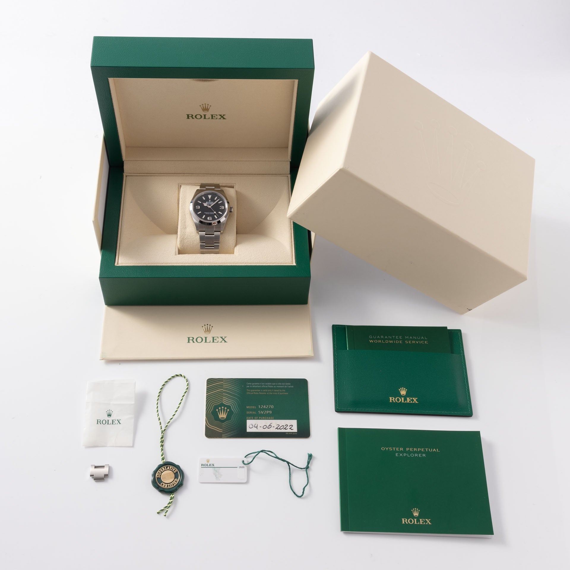 Rolex Explorer 124270 2022 Model 36mm Box and Papers