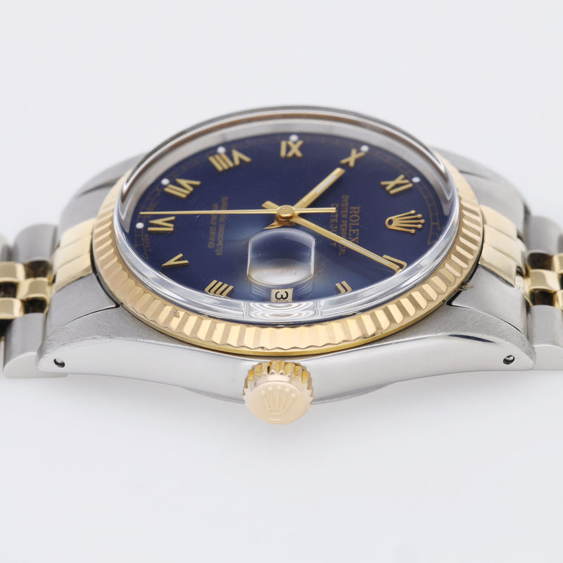 Rolex Datejust 16013 Steel and Gold Blue Roman Dial