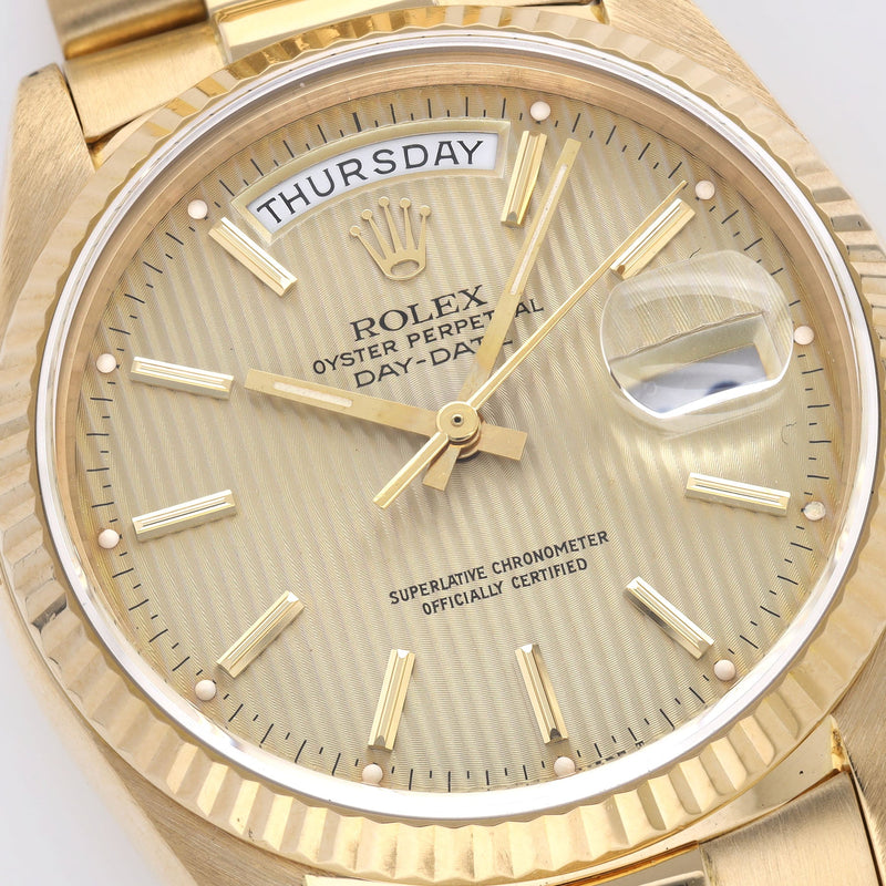 Rolex Day-Date 18038 Champagne Tapestry Dial