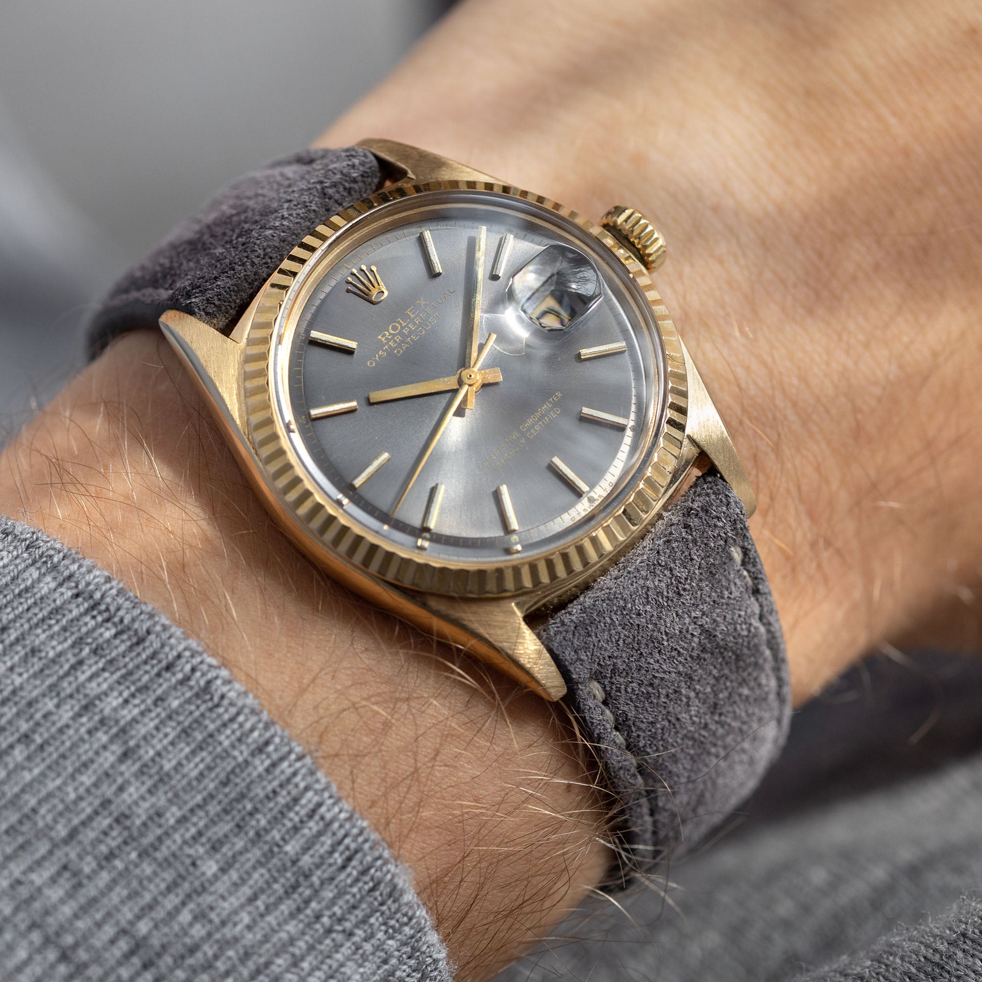 Rolex Datejust 1601 Yellow Gold with Grey Soleil Sigma Dial