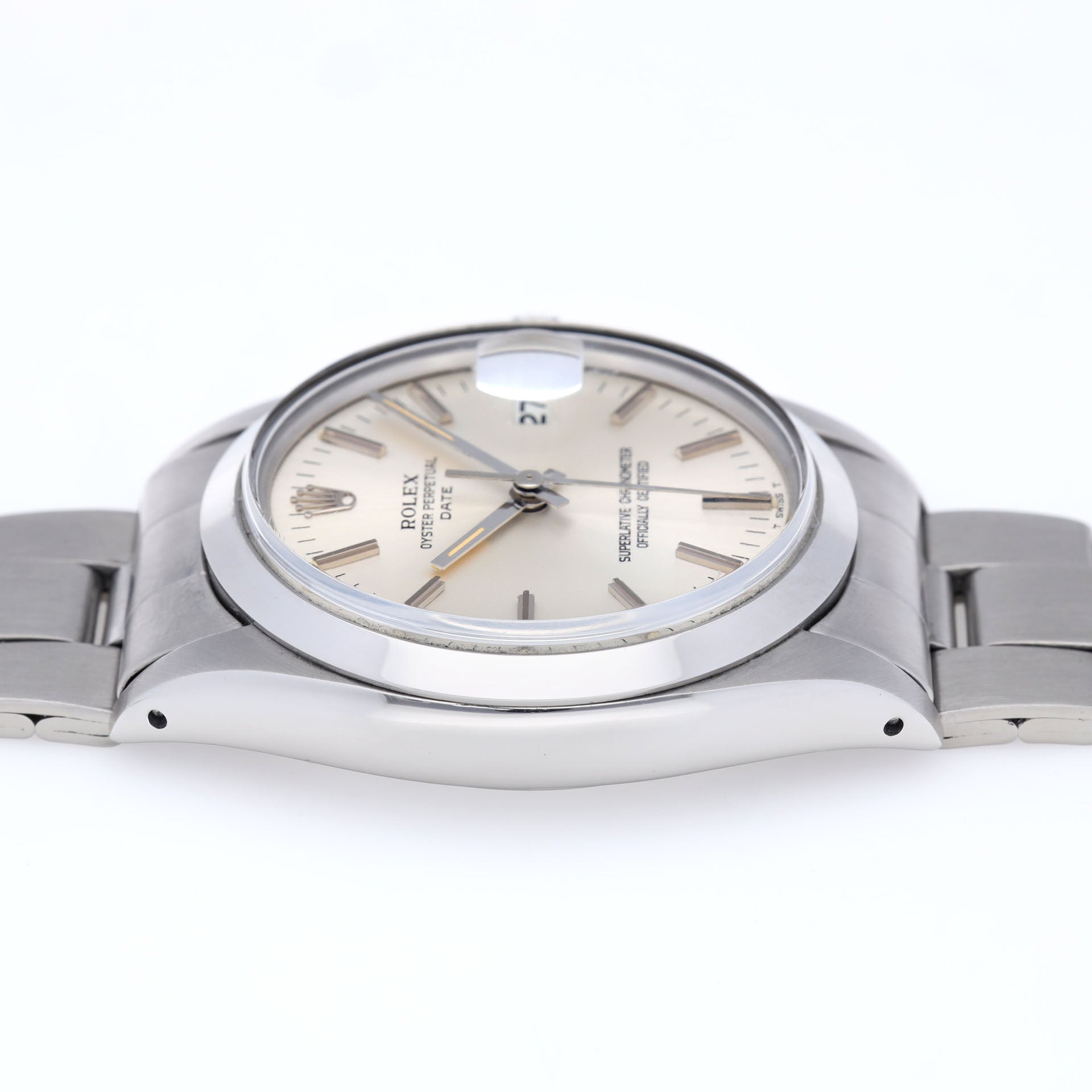 Rolex Oyster Perpetual Date 1500 Silver Soleil Dial 