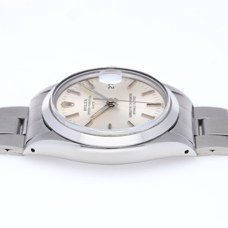 Rolex Oyster Perpetual Date 1500 Silver Soleil Dial 