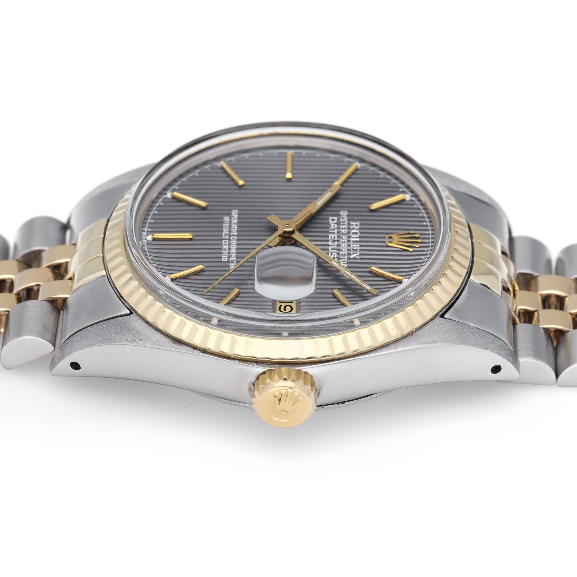 Rolex Datejust 16013 Steel and Yellow Gold Grey Tapestry Dial