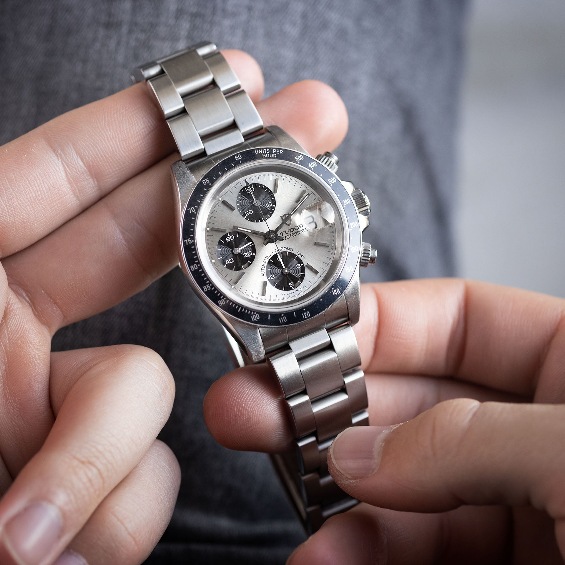 Tudor Prince Date Chronograph 79260 Small Block Silver Dial