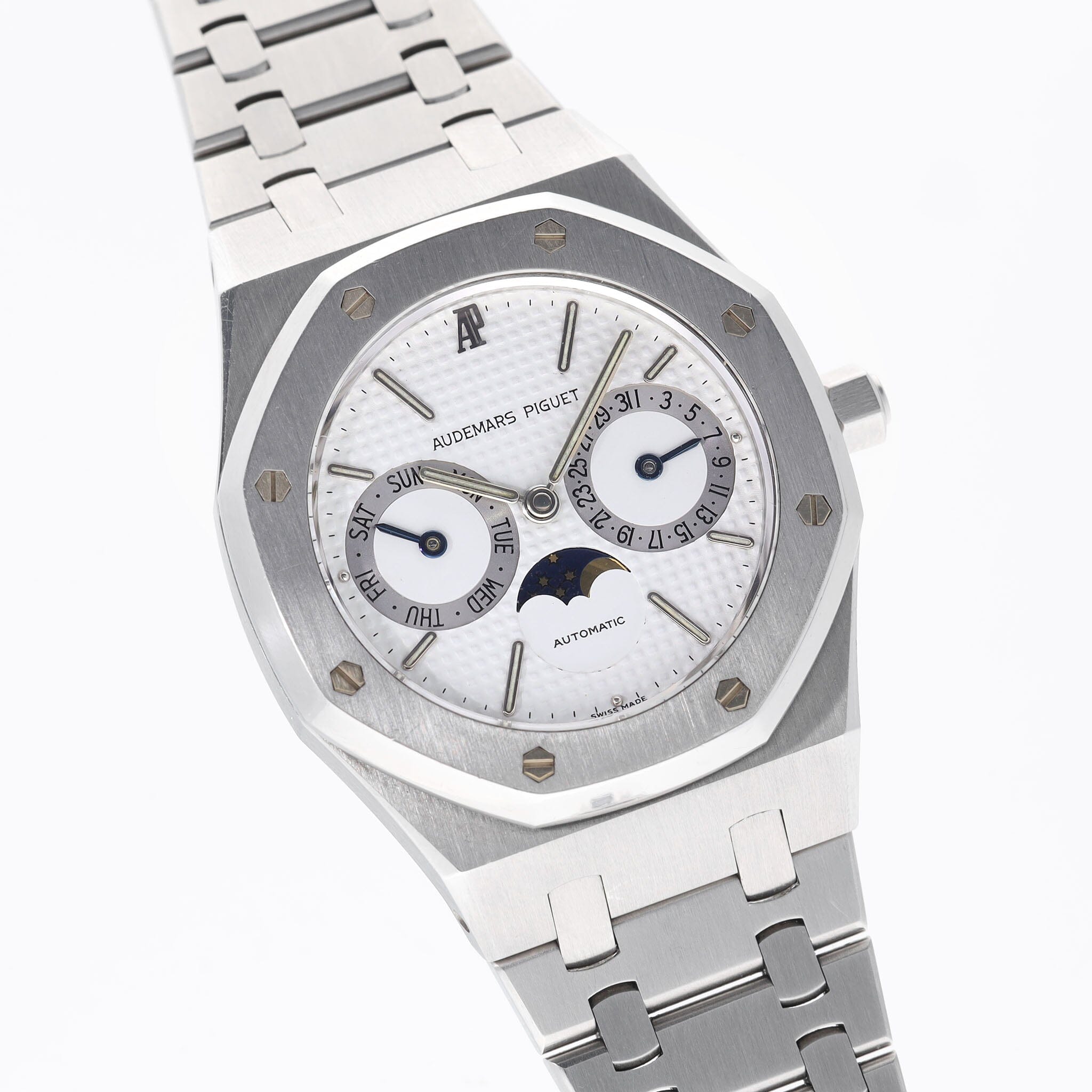 Audemars Piguet Royal Oak Day Date Moonphase ref 25594ST White Dial