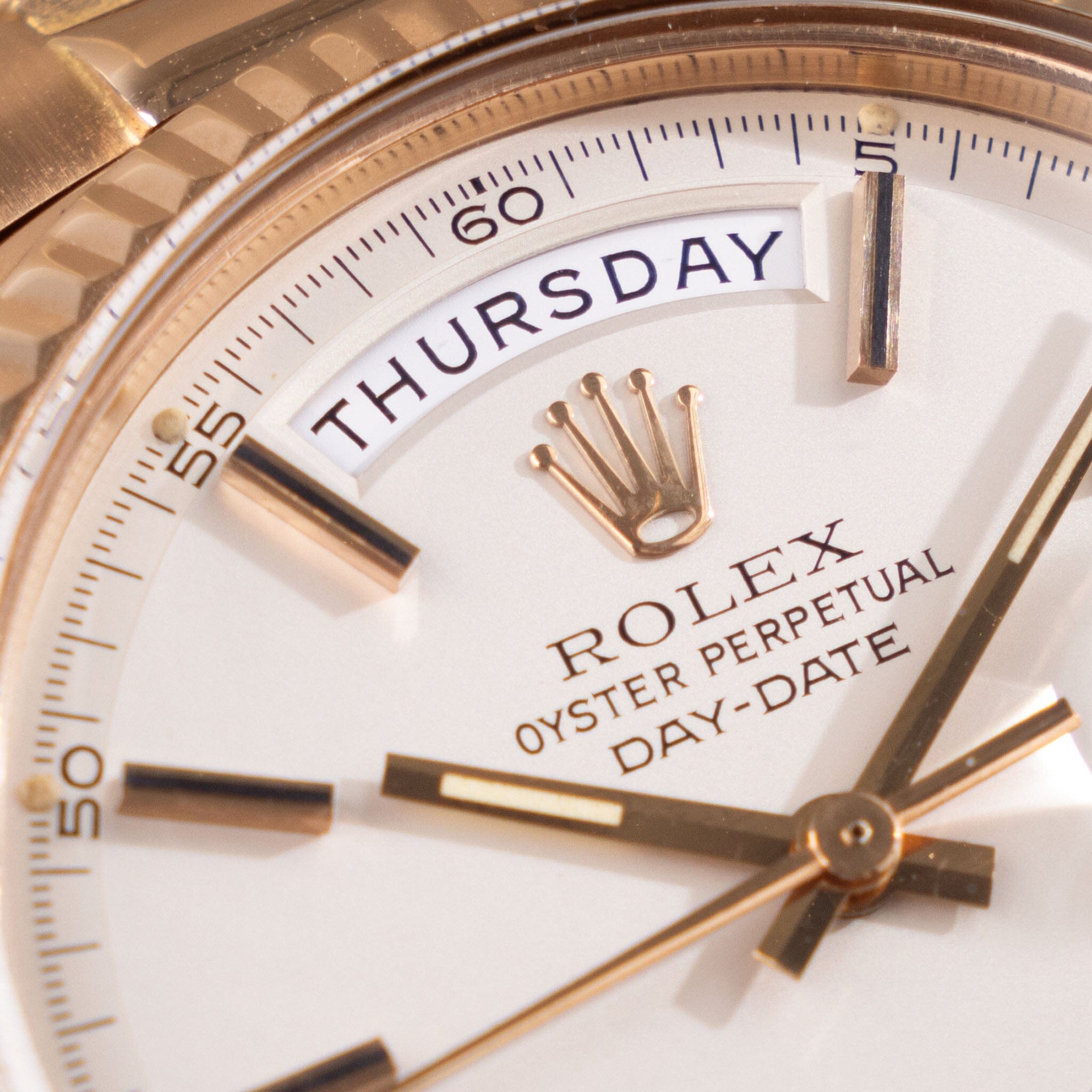Rolex Day-Date Rose Gold Metallic Silver Dial Ref 1803