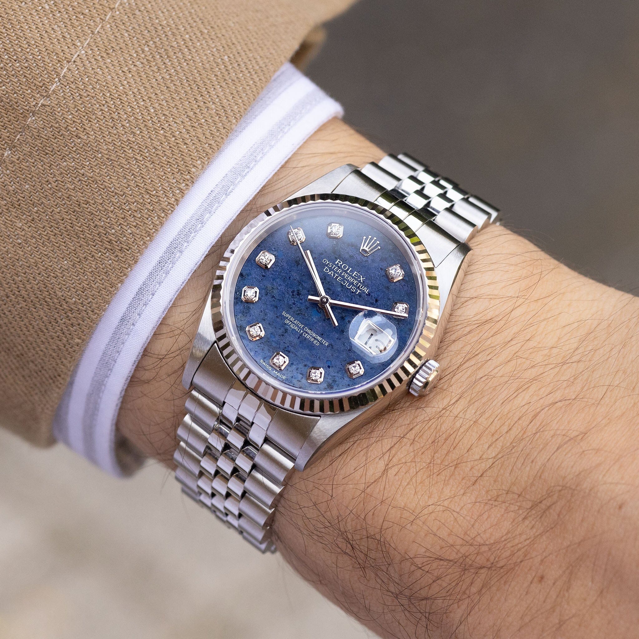 Rolex Datejust Sodalite Dial Ref 16234 Box and Papers set