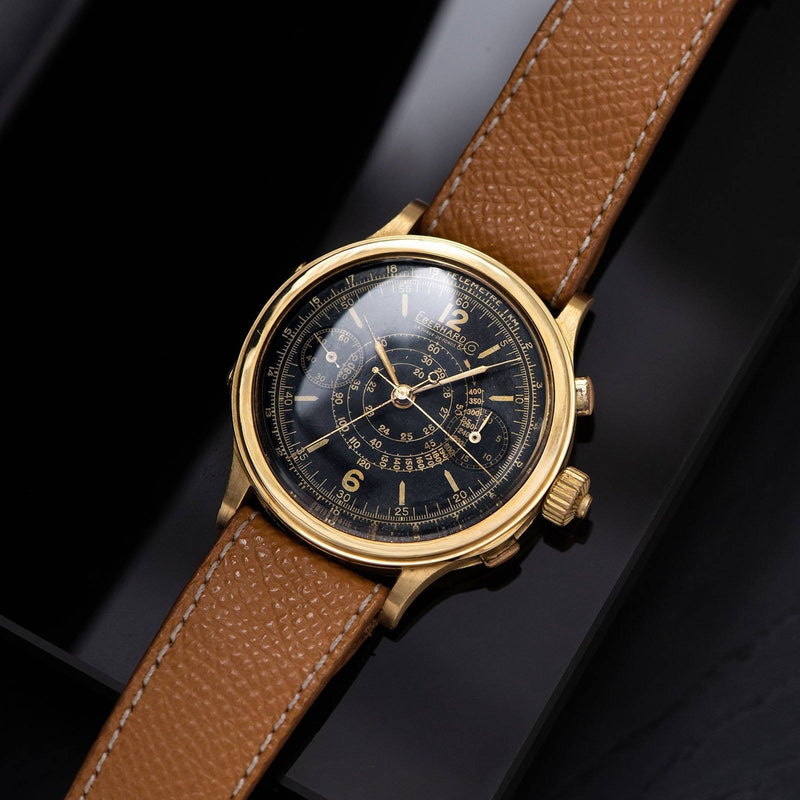 Eberhard Spilt Seconds Chronograph Yellow Gold Case Gilt Dial