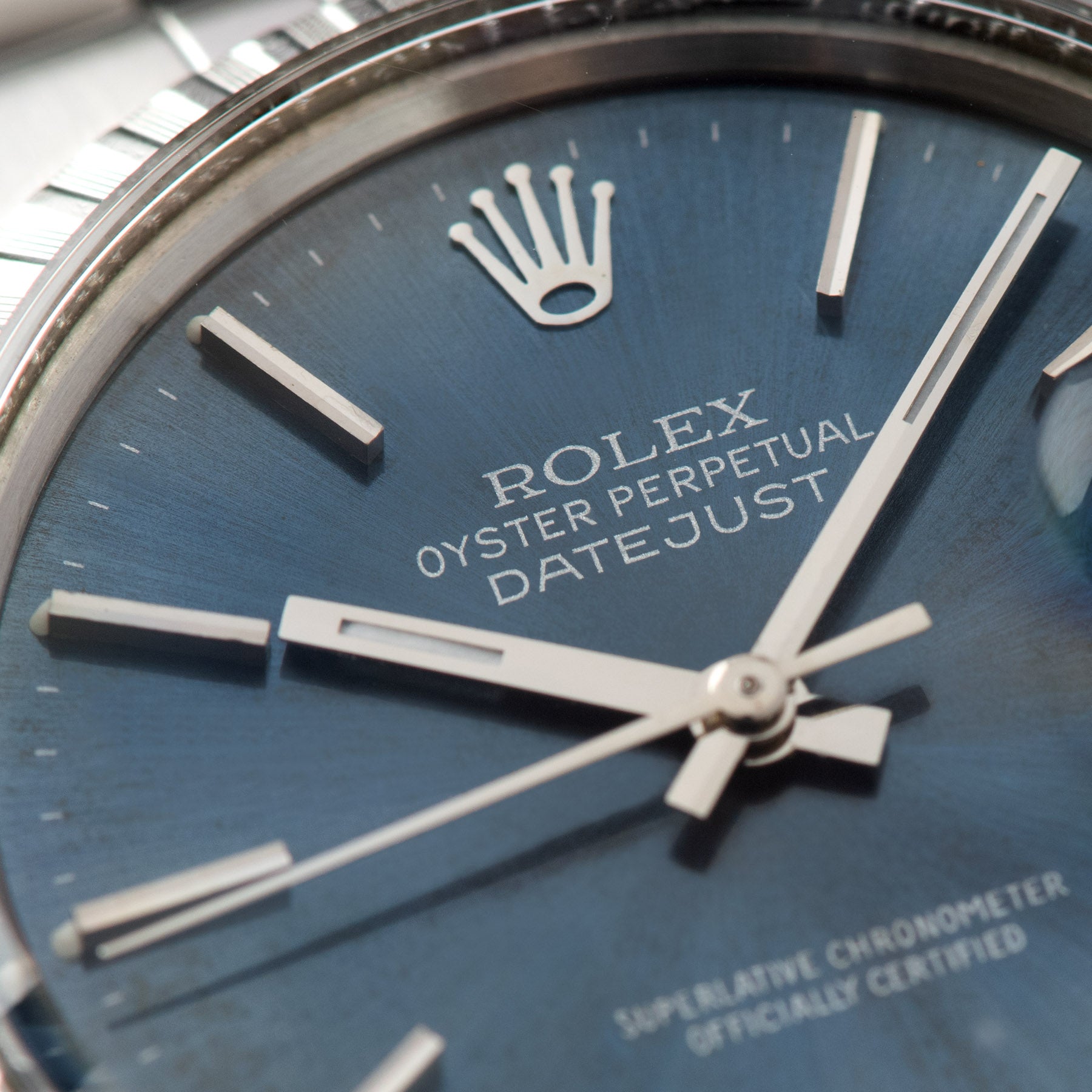 Rolex Datejust Blue Soleil Dial 16030 with silver print