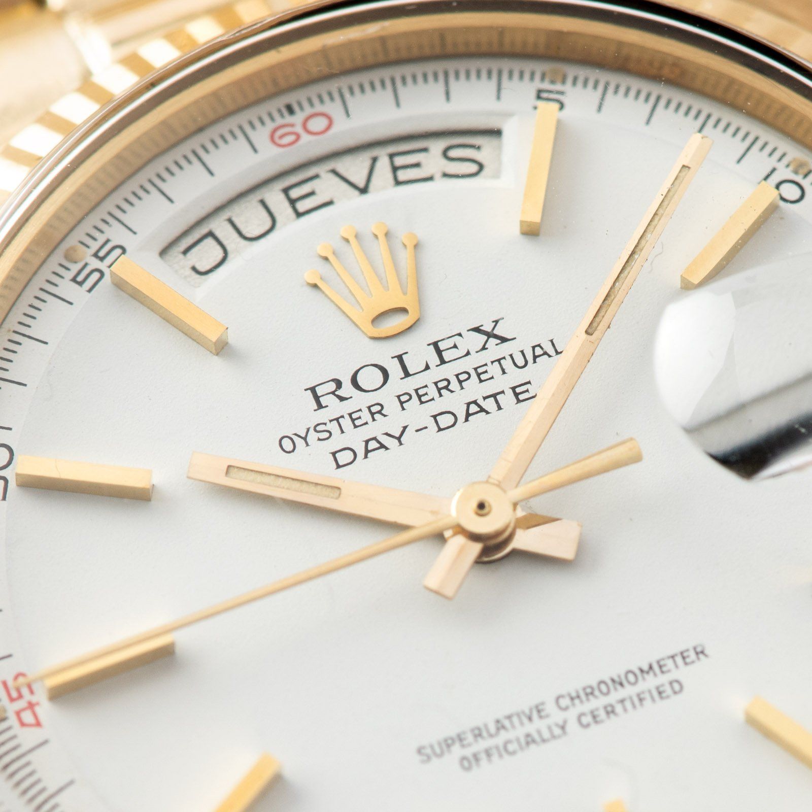 Rolex Day Date White Dial Red Quarters 1803