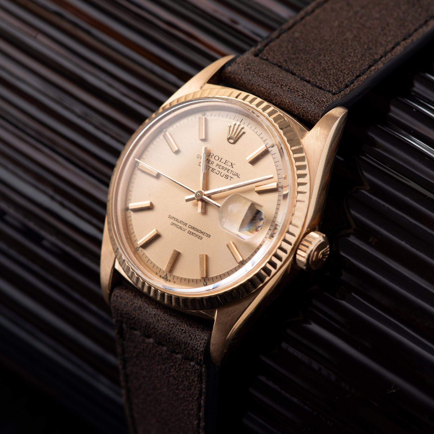 Rolex Datejust Rose Gold 1601 Rose pie pan Dial Punched Papers