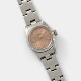 Rolex Oyster Perpetual Lady Ref 67230 Salmon Dial with engine-tuned bezel