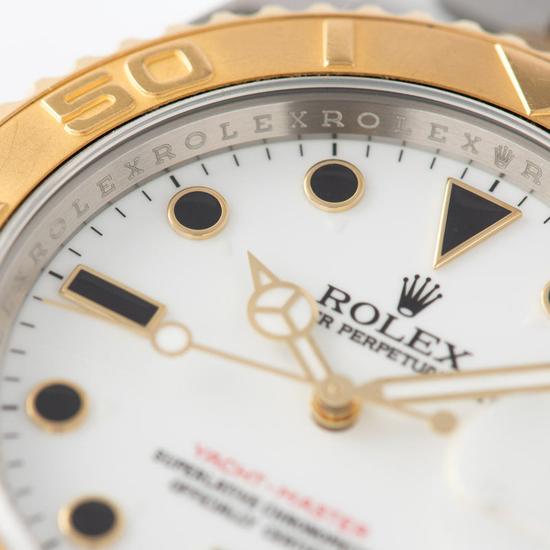 Rolex Yachtmaster Steel and Gold 16623 Onyx Markers with triangular lume plots