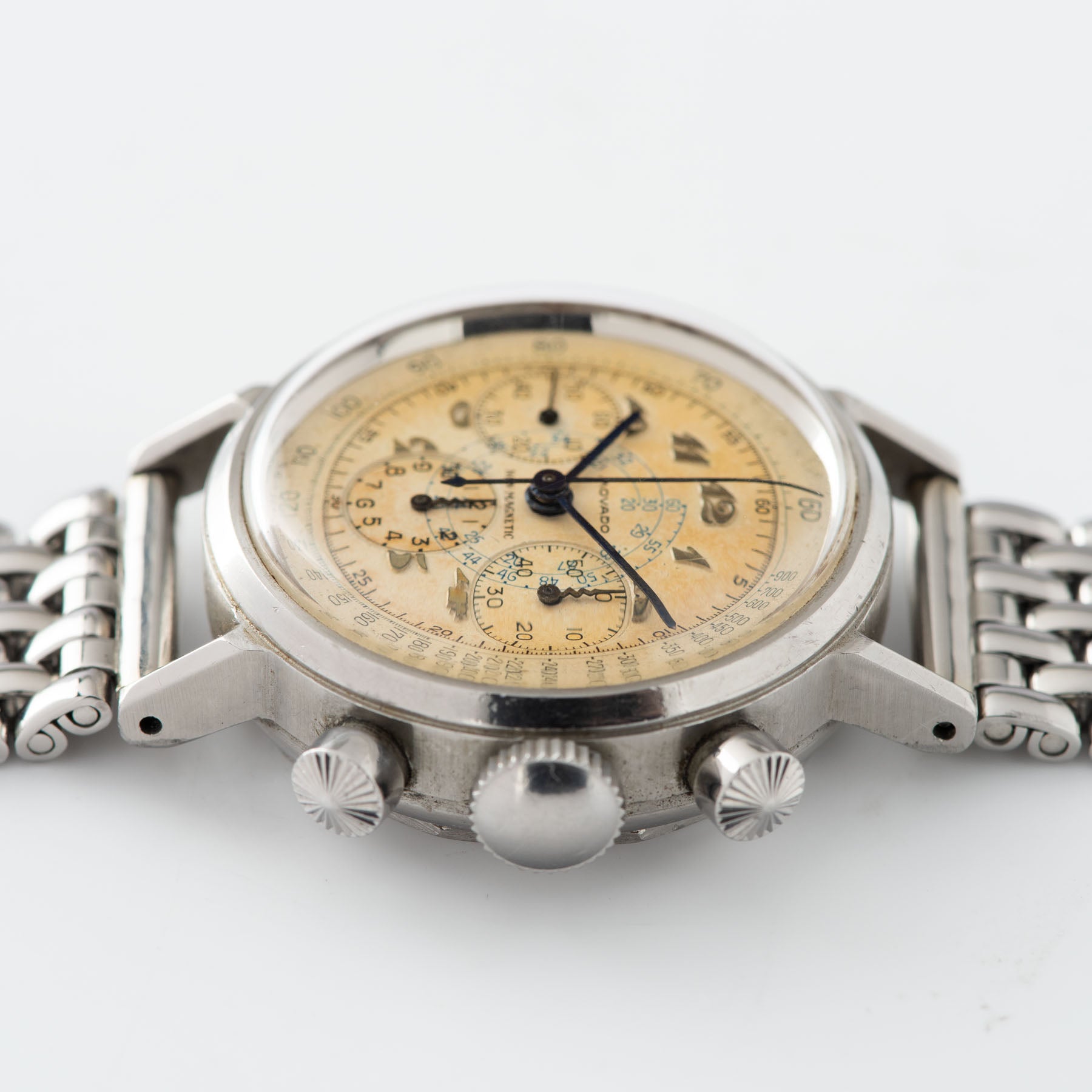 Movado M95 Steel FB Case Chronograph Watch with ‘tasti tondi’ sunray pushers