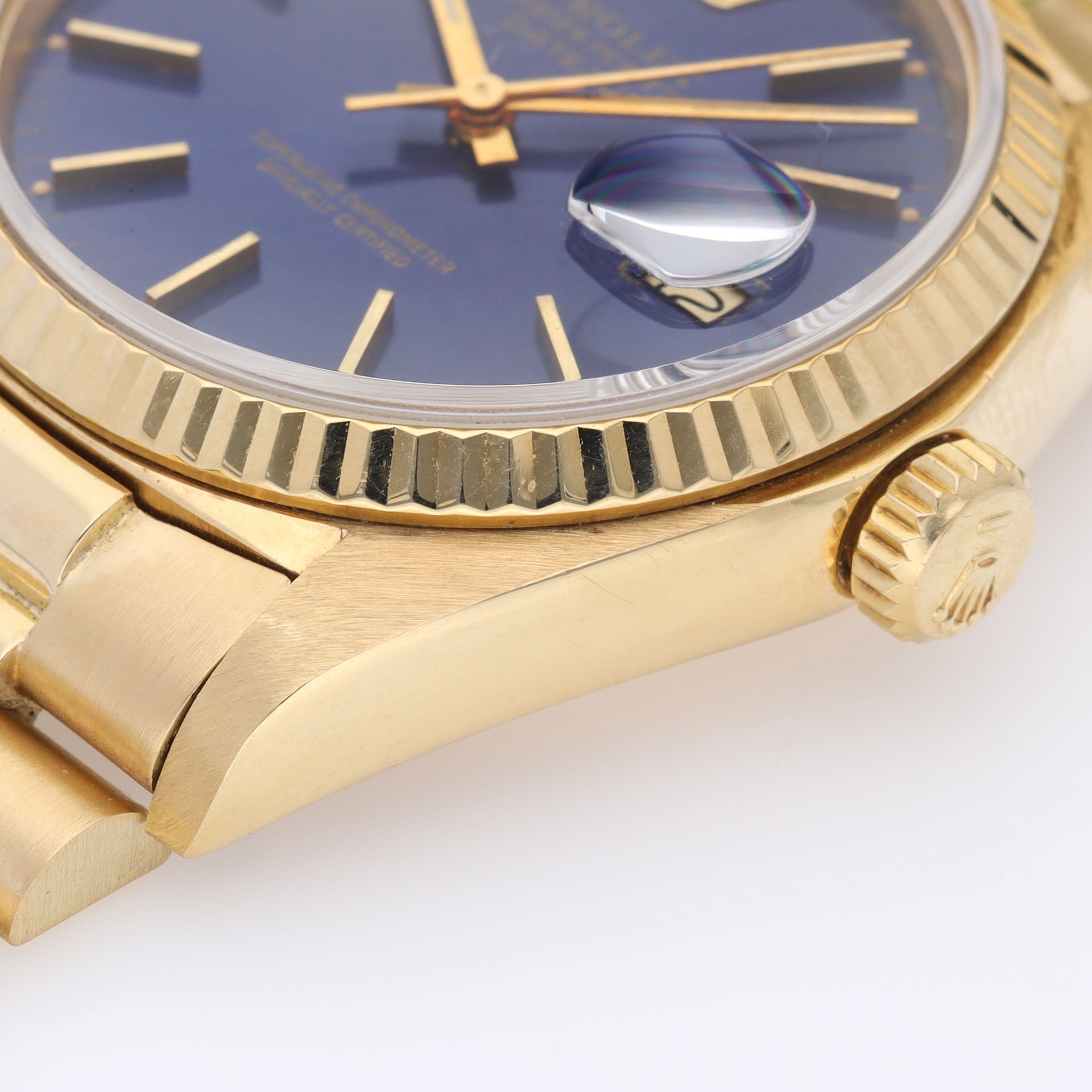 Rolex Datejust 16018 Yellow Gold Blue Dial with Papers