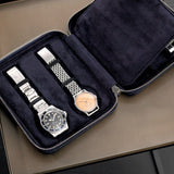 Oxford Blue 4 Watch Leather Zip Folder