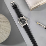 Rolex 5513 Submariner Maxi Mk1 Rich Black Creme Stitch Leather Watch Strap