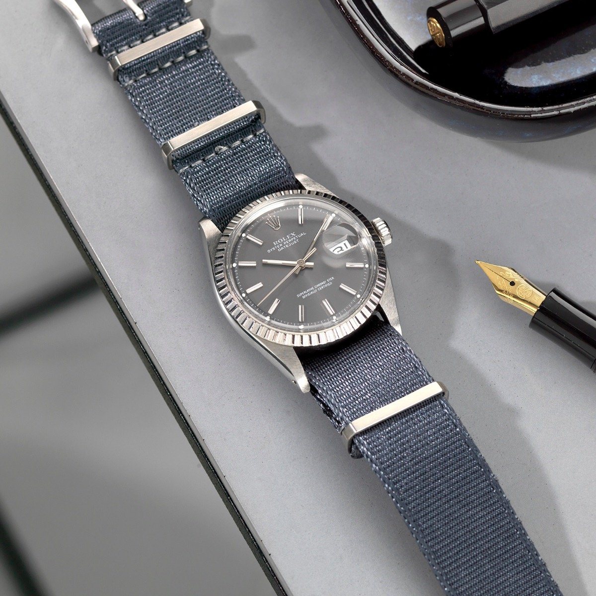 Rolex Deluxe Nylon Nato Watch Strap Pure Grey