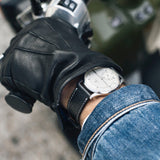 Omega Oversized Calatrava Rich Black Creme Stitch Leather Watch Strap