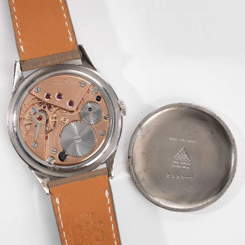 Omega Steel Oversize Watch Ref 2603-7 from 1950s Large Case 38mm