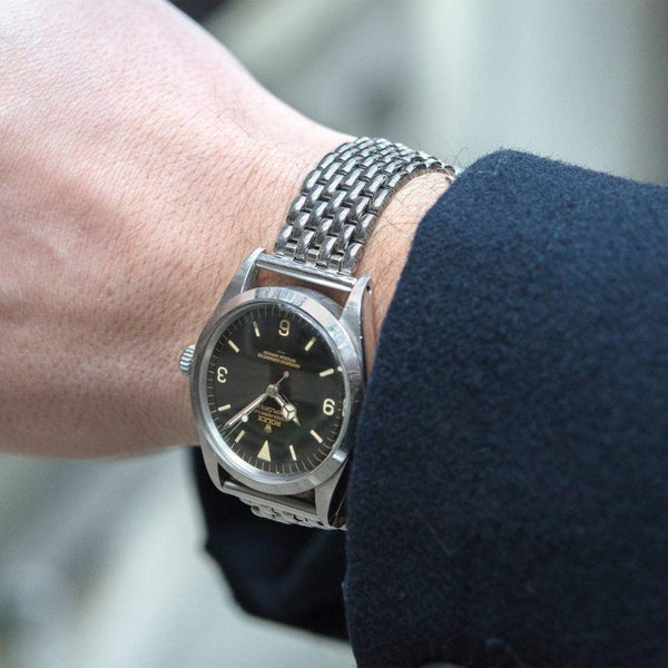Beads Of Rice Full Polish Straight End Link Steel Watch Bracelet-18 mm Rolex