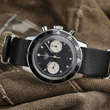 Heuer Black Nato Leather Watch Strap