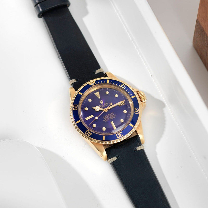 Rolex Blue Ink Leather Watch Strap