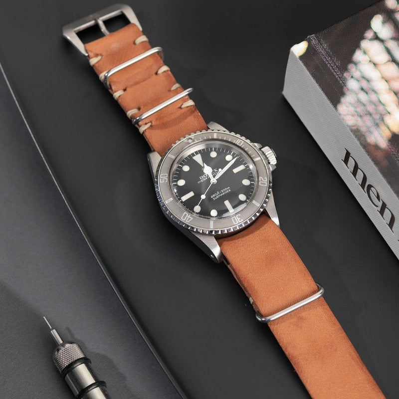Rolex Caramel Brown Nato Leather Watch Strap