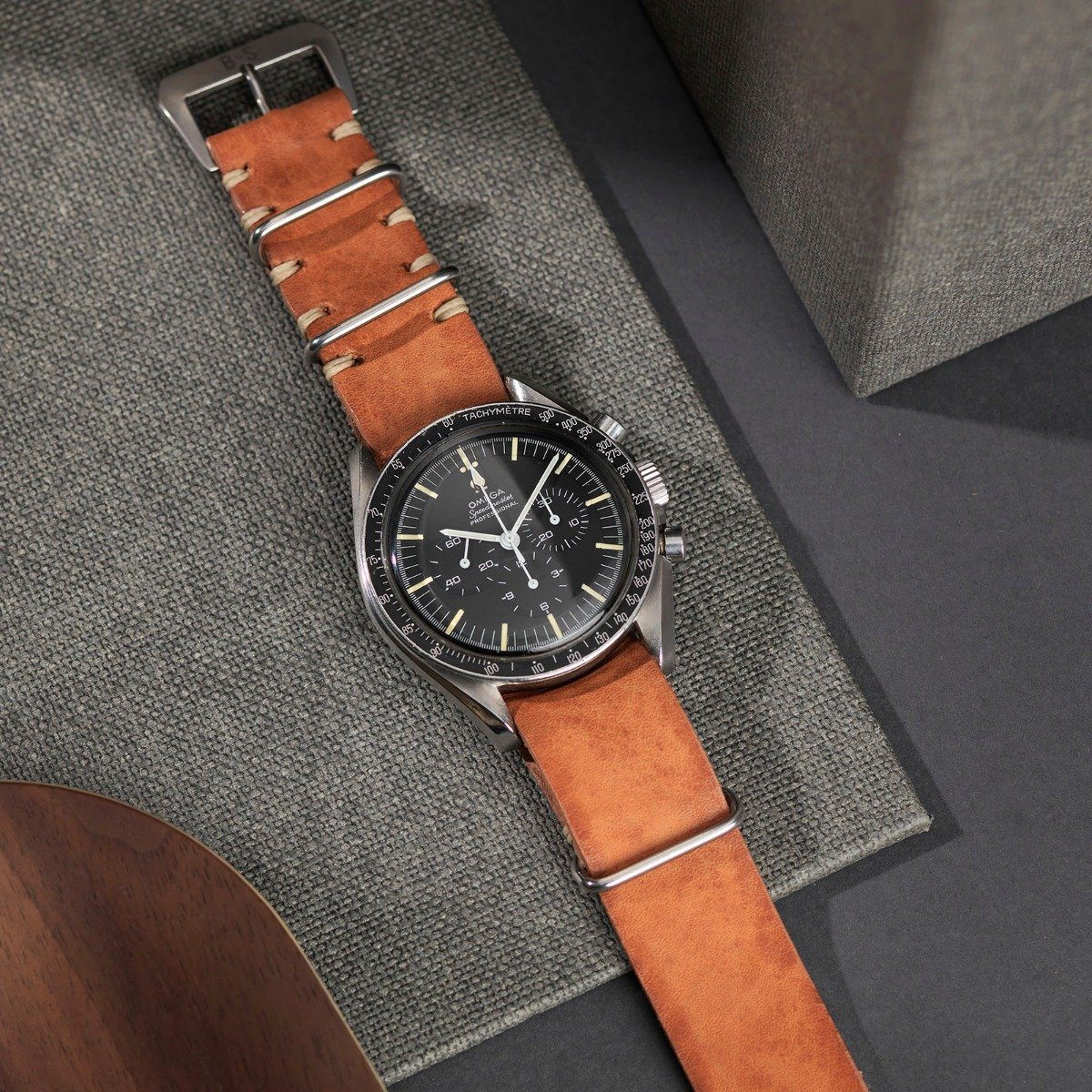 Omega Caramel Brown Nato Leather Watch Strap