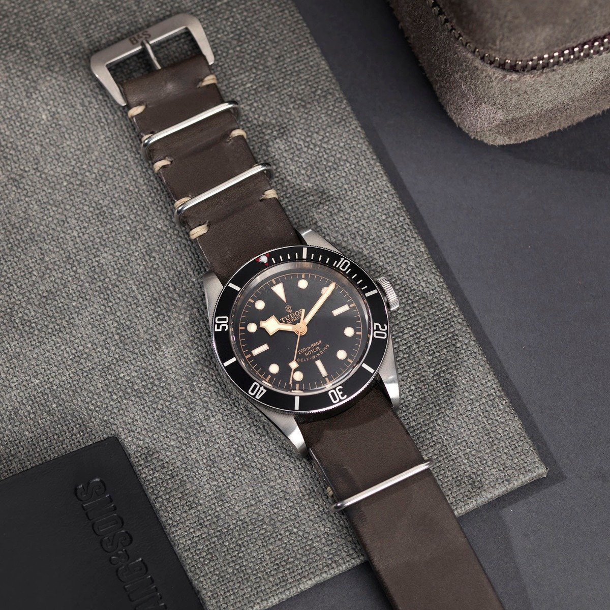Tudor Piombo Grey Nato Leather Watch Strap