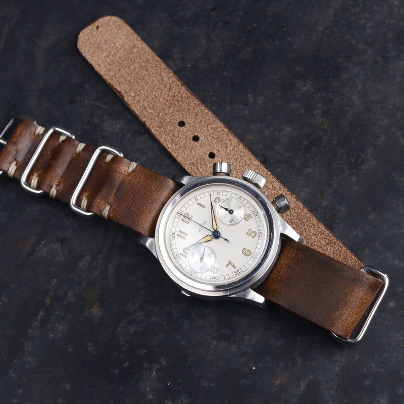 Recta Stepcase Chronograph Siena Brown Nato Leather Watch Strap