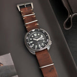 Seiko Siena Brown Nato Leather Watch Strap