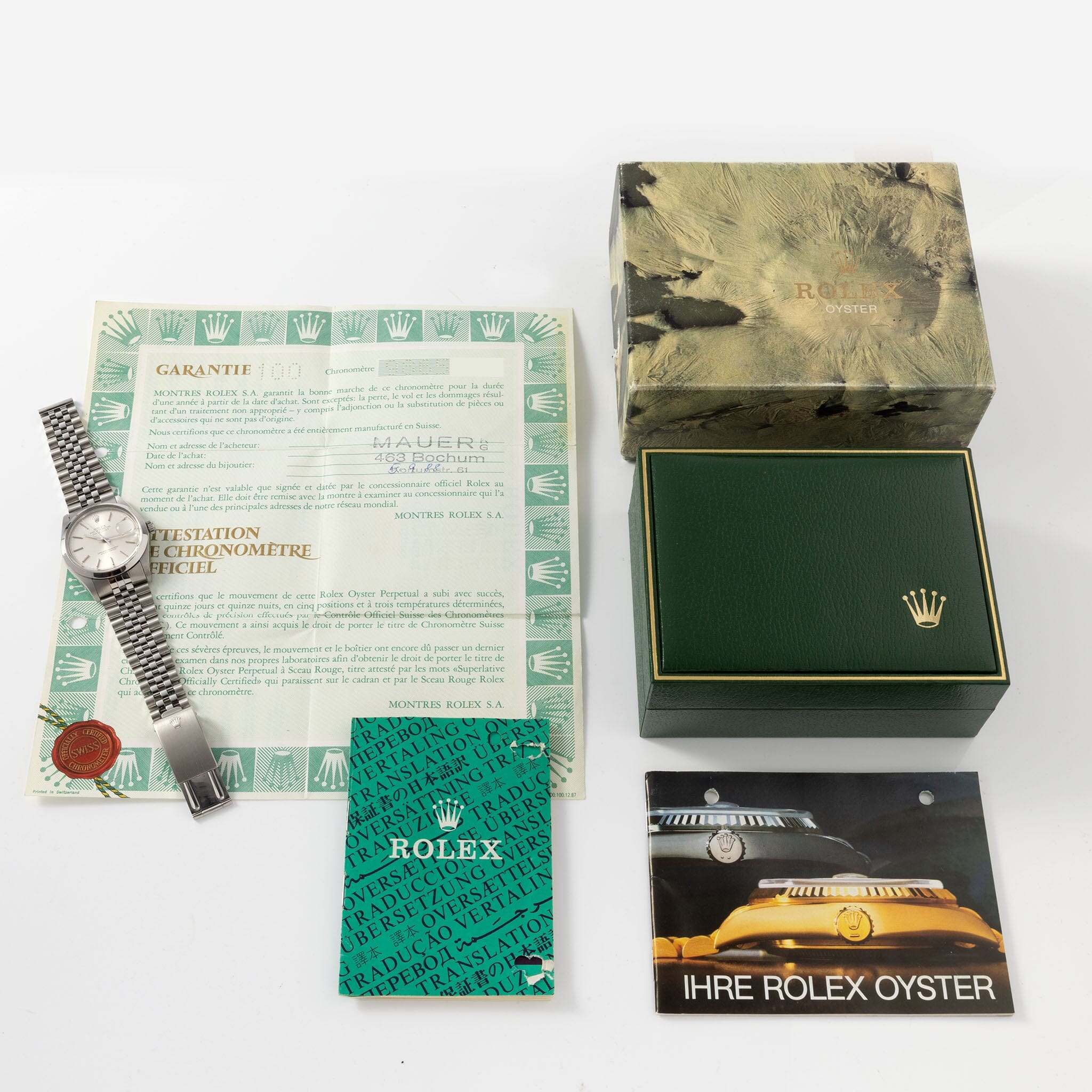 Rolex Datejust Silver Chapter Ring Dial Box and Paper Set ref 16000