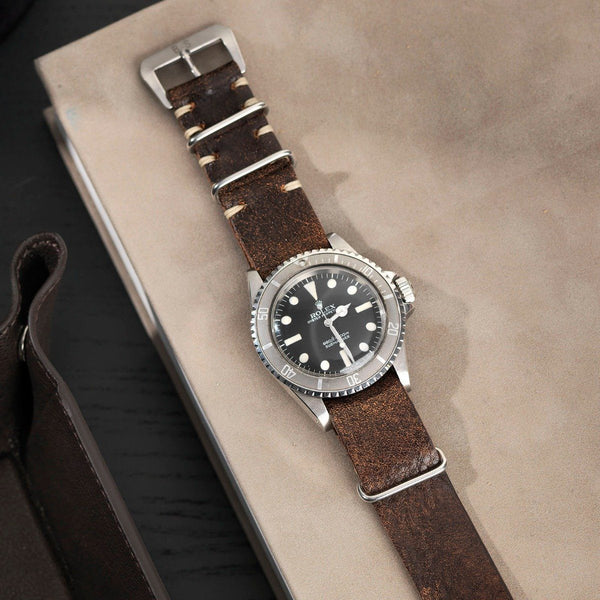 Rolex Woodie Brown Nato Leather Watch Strap